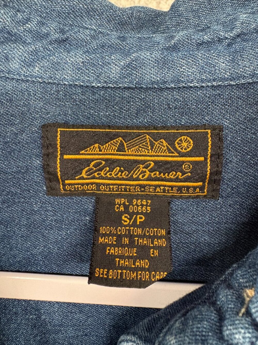 Vintage Eddie Bauer Denim Shirt Dress Small Maxi Chambray Cotton Prairie Pockets - Picture 5 of 14